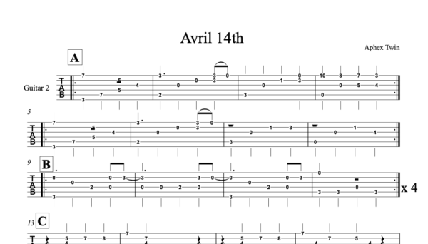 guitar tab for avril 14th